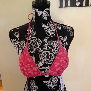 Brand new, floral pink bikini top